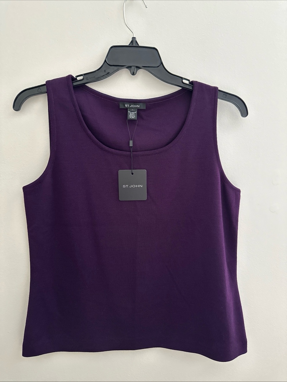 St John Fabric Knitted Sleeveless Tank  Top Size L Mulberry Wool Blend New!